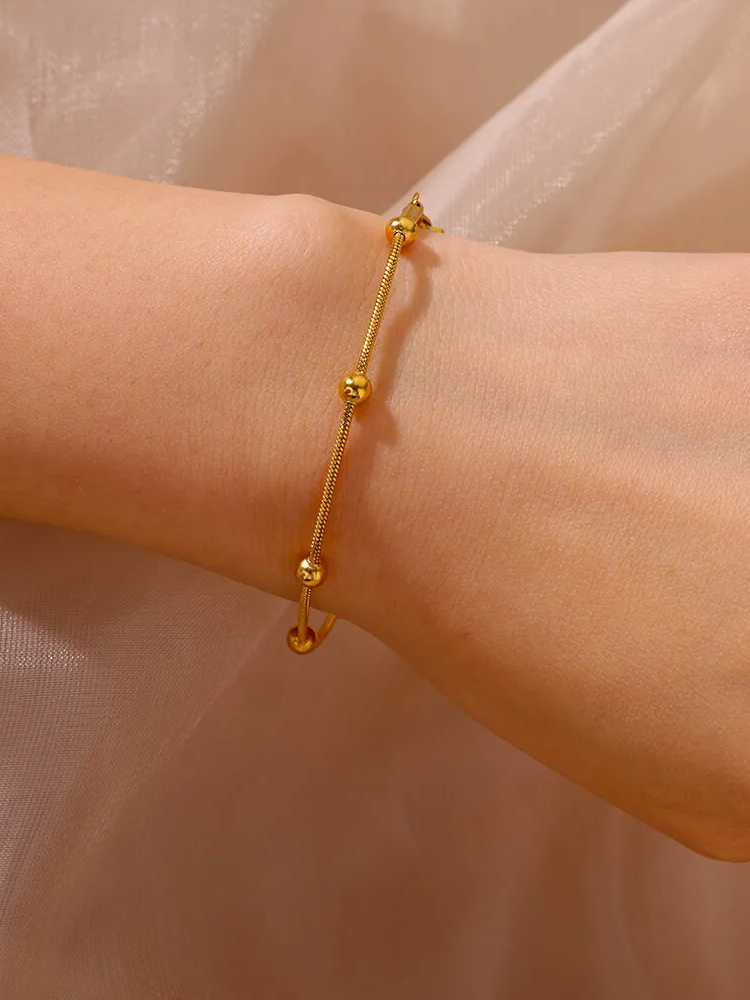 Pulseira Fina Com Esferas Estilo Minimalista Elegante