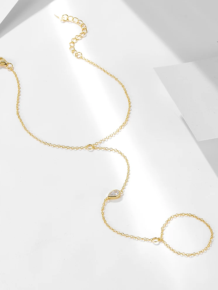 Pulseira Delicada com Corrente Fina e Detalhe Gota