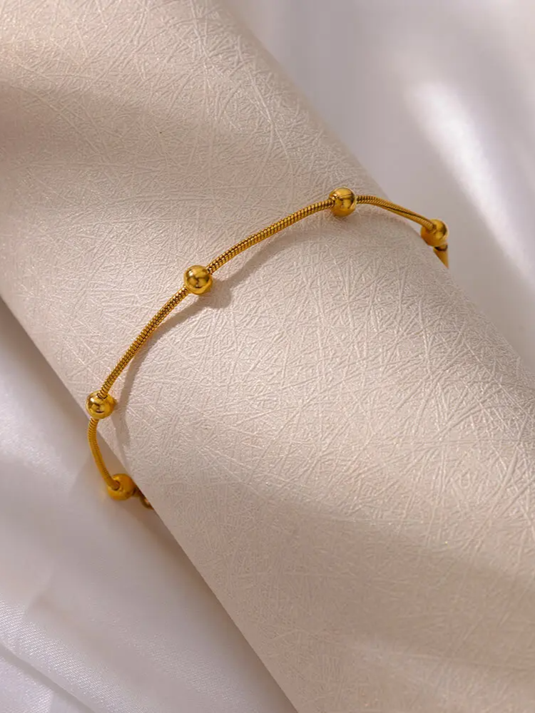 Pulseira Fina Com Esferas Estilo Minimalista Elegante